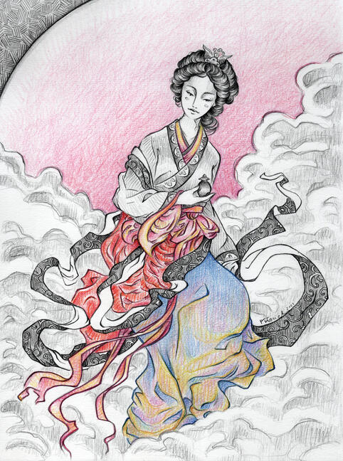 Pencil Drawing - Chang E