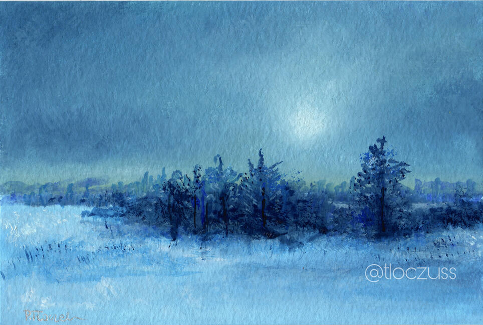 Gouache Painting - Winter Landscape